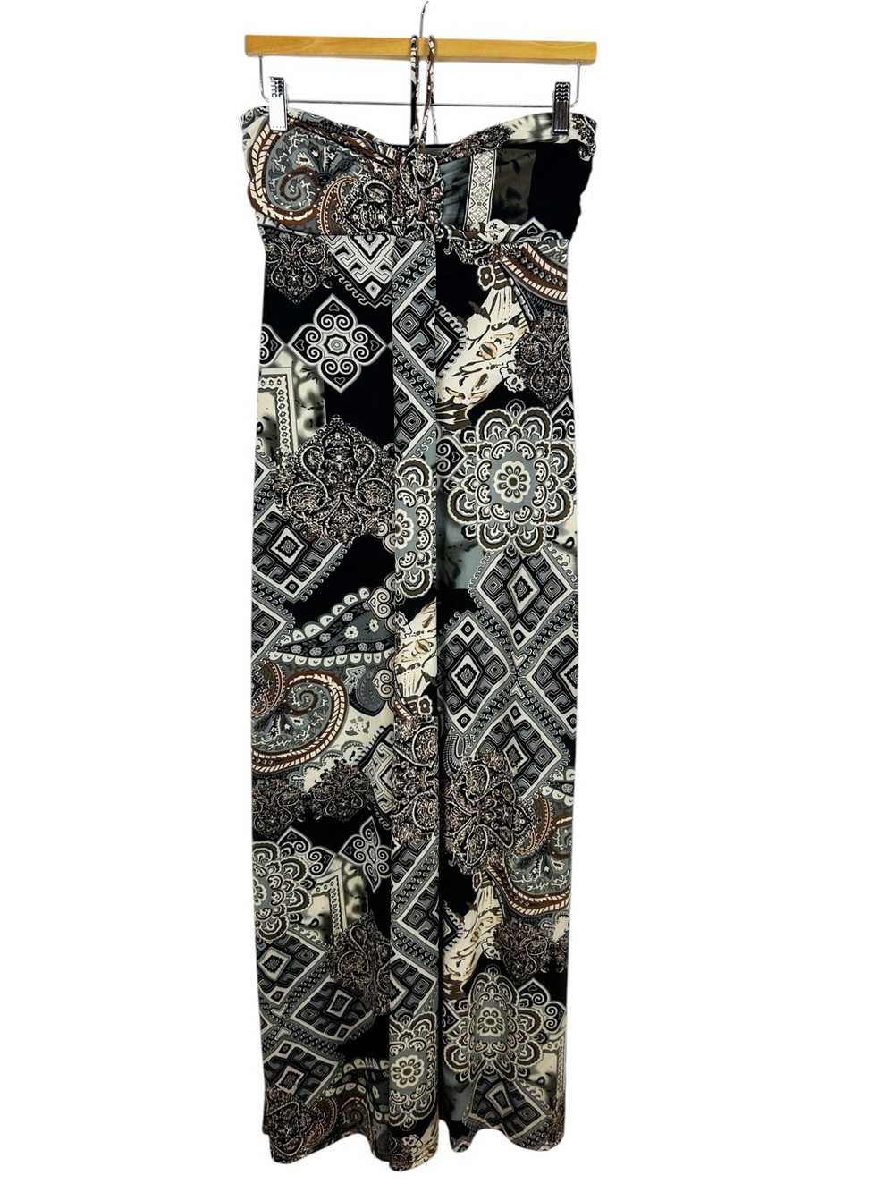 Le Chateau Paisley Maxi Dress Women's Size Small Brown/Black/Ivory
